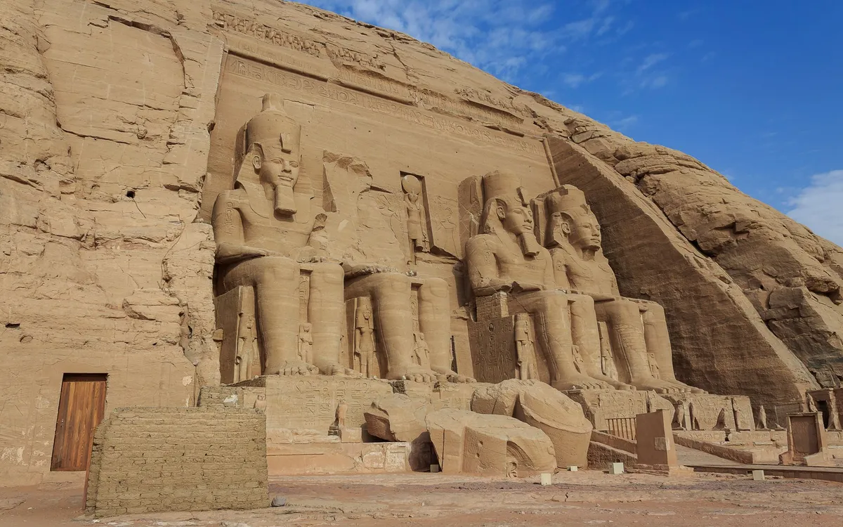 The colossi of Abu Simbel at sunrise