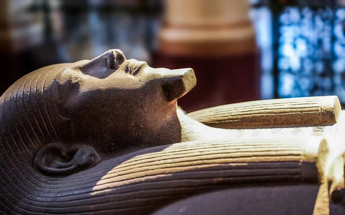 Painted Egyptian sarcophagus